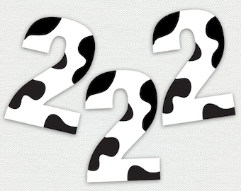 Printable Cupcake Toppers - Cow Print - Number Two - Farm Animal Birthday Party