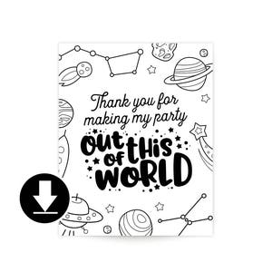 Instant Download - Thank You Sign - Space Birthday Party