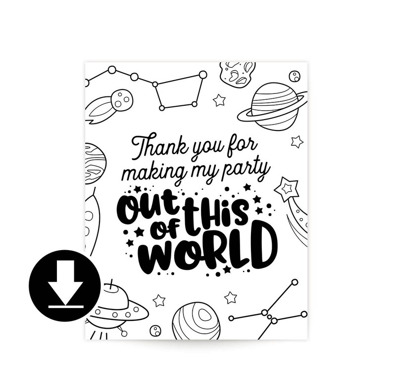 Instant Download Thank You Sign Space Birthday Party image 1