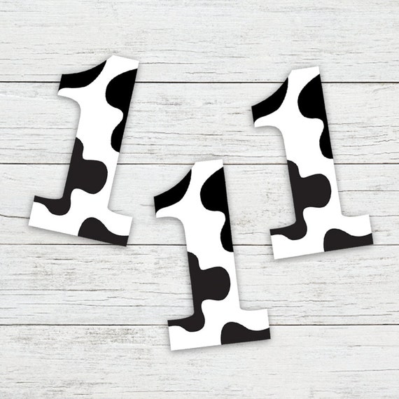 printable cupcake toppers cow print number one farm etsy
