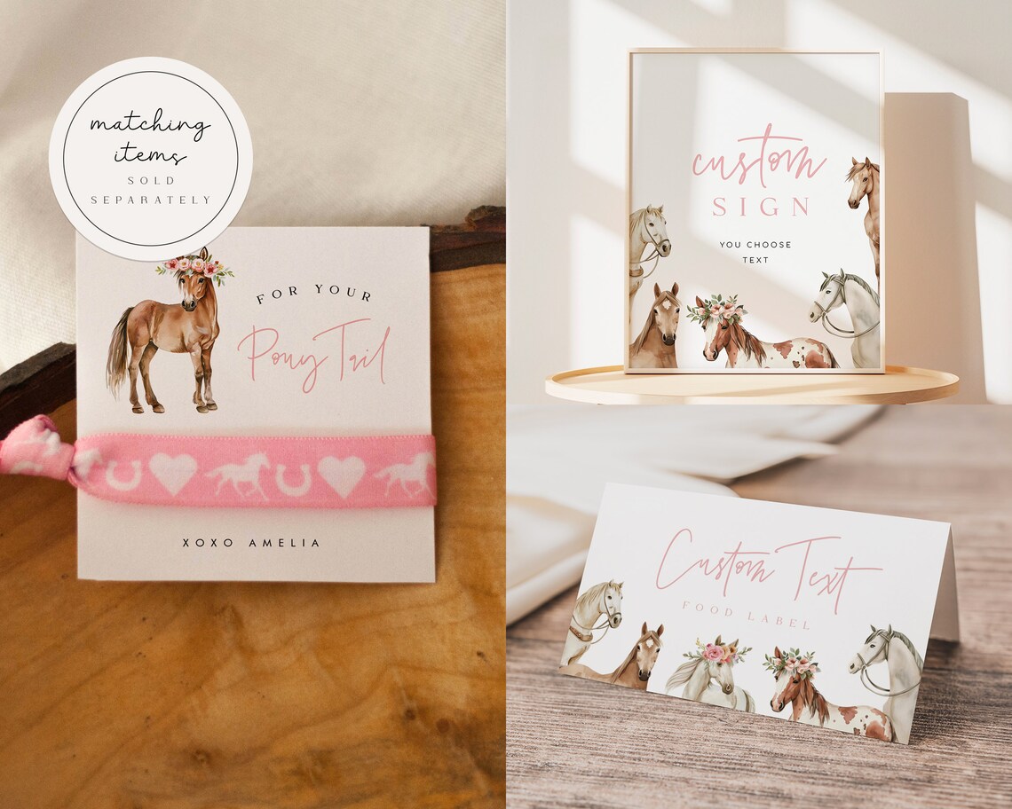Horse Thank You Card - Watercolor - Template - Equestrian - Etsy