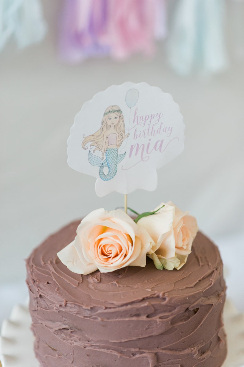 Printable Cake Topper Mermaid Birthday Party - Etsy