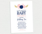 Long Distance Baby Shower Invitation - Vintage Floral - Printable Invitation - Girl Baby Shower Invitation Il_170x135