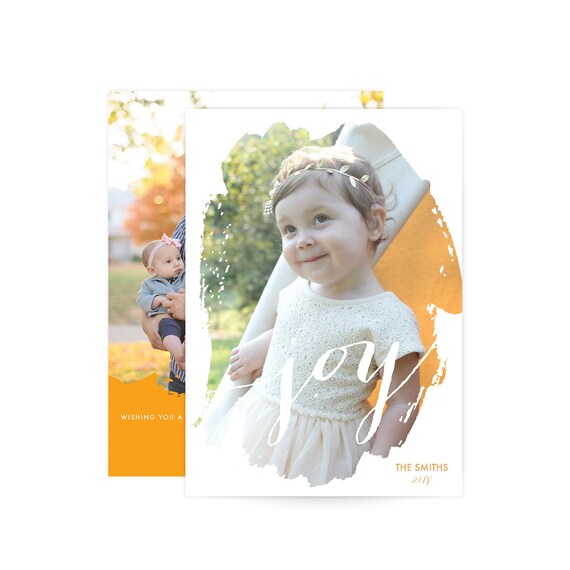Printable Holiday Card - Watercolor Photo - Joy - Christmas Card Il_570xn