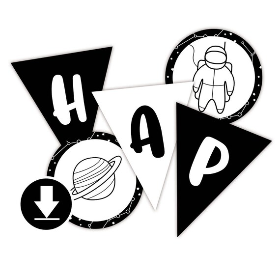 Instant Download - Happy Birthday Banner - Space Birthday Il_570xn