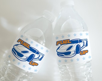 Race Car Birthday Party Water Bottle Label Template