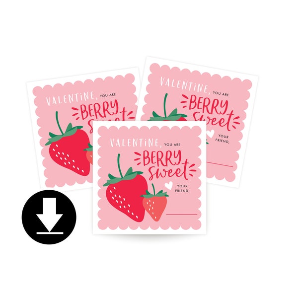 Berry Sweet Valentine - Classroom Valentine - Strawberry