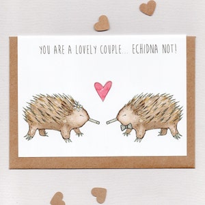 Sois una pareja encantadora... EQUIDNA NO. tarjeta de felicitación . equidnas. aniversario de compromiso de boda. personalizado personalizado. Australia
