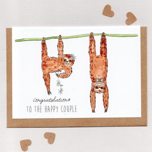 HERZLICHEN GLÜCK zum HAPPY COUPLE . Grußkarte. Faultier Faultiere Hochzeitskarte. Karte zur Verlobung. Jubiläum Karte. Australien
