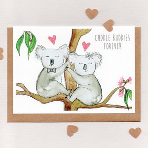 KUSCHELIERTE FREUNDE FÜR IMMER . Grußkarte. Liebe Valentinstag Jahrestag Hochzeit Verlobung Vorschlag . Ehepartner Frau Mann . Koala . Australien