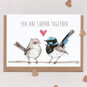 SUPERB FAIRY WREN . Wedding Card . Engagement Anniversary . custom names . personalised . love birds birder twitcher bird nerd . Australia