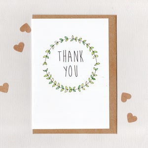 THANK YOU . greeting card . green white rustic wreath thanks . teacher friend vet doctor neighbour baby wedding party . simple . australia