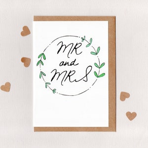 MR & MRS Hochzeitskarte. Verlobung Andenken Einladung Gruß . gleichgeschlechtliche schwul lesbische Ehe Optionen. Boho rustikaler Kranz. Australien