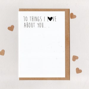 10 THiNGS I LoVE ABoUT YOU . greeting card . valentines wedding love note engagement anniversary girlfriend boyfriend . australia