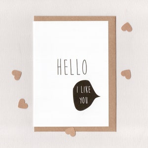 HELLO I LiKE YOU . greeting card . crush love boyfriend girlfriend valentines love note anniversary wedding proposal I love you . australia