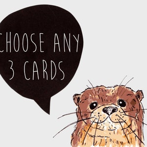 3 CARDS . choose any 3 cards . greeting cards . illustration art card print . eco cards . wholesale bulk . australia image 2