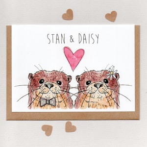 Cartão de casamento personalizado das LONTRAS SIGNIFICATIVAS. noivado de aniversário dos namorados. lontras lontras. esposa marido namorada namorado amor