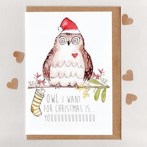 C'est VOUS, je veux être chouette pour NOL. carte de Noël hibou. femme. mari. petite amie petit ami. l'Australie. Tout ce que je veux pour Noël c'est toi