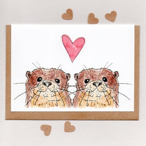 SIGNIFICANT OTTERS . greeting card . otter . wedding engagement valentines anniversary love note girlfriend boyfriend friendship . australia