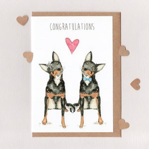 CONGRATULATIONS . greeting card . Australian Kelpie . wedding engagement anniversary . dog . australia . working dogs . Australian art