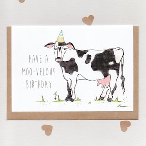 Have a MOO-VELOUS BIRTHDAY . birthday card . cow card . animal pun . holstein friesian cow . australia