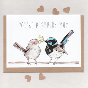 You're a SUPERB MUM / MOM  . greeting card . superb fairy wren . mothers day birthday thank you . birder twitcher bird nerd . australia