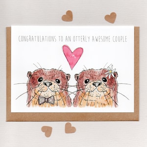 FÉLICITATIONS à un COUPLE FORMIDABLEMENT IMPRESSIONNANT . carte de voeux. carte d'anniversaire de fiançailles de mariage. même sexe. Joli jeu de mots sur la loutre. Australie