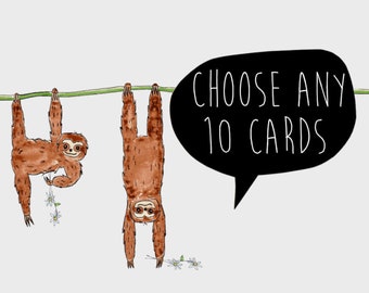 10 CARDS . choose any 10 cards . greeting card . illustration art card print . wholesale cards . bulk cards . eco cards . australia