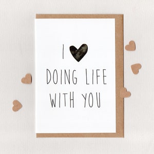 I LoVE DoING LIFE WiTH YoU . greeting card . art card . valentines love wedding love note engagement anniversary hipster minimal . australia image 2