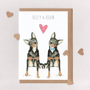 KELPIES personalizados APAIXONADOS. cartão de felicitações. Kelpie australiano. aniversário de casamento, noivado, dia dos namorados. cartão personalizado. cachorro . Austrália