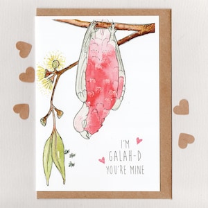 Eu sou GALAH-D, você é MEU. Cartão de dia dos namorados. Abelhas australianas galah e sugar bag. abelha sem ferrão. Cartão de Dia dos Namorados Australiano. Austrália
