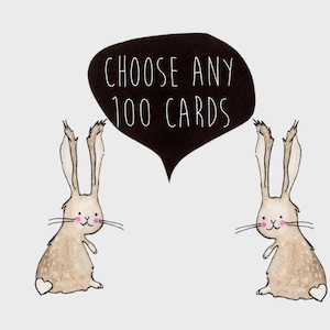 100 CARDS . choose any 100 cards . greeting card . illustration art card mini print . wholesale cards . bulk cards . eco cards . australia