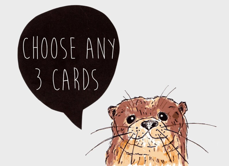 3 CARDS . choose any 3 cards . greeting cards . illustration art card print . eco cards . wholesale bulk . australia image 2