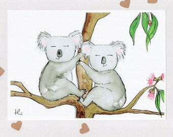 KOALATY TIME . signed print . A4 . unframed . Koala Koalas . Australia . Nursery Decor . Baby . Australian Art . Wall Art . Wedding Gift