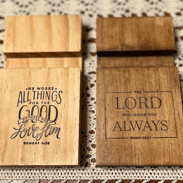 Solid wood cell phone stand / iPad stand/ scripture bible verse / Lord / Romans desktop /pine wood /hand stamped / handmade / Christian gift