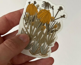 Yellow Coneflower Vinyl Sticker: Hand-Drawn Wildflower Art