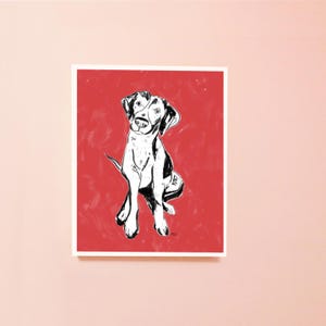 Print of a German Shorthair Pointer Dog Portrait Drawing, Local Artist