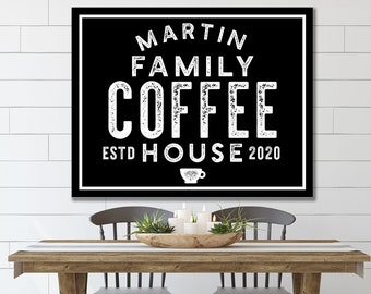 Last Name Sign, Vintage Coffee Sign, Modern Farmhouse Sign, Farmhouse Wall Decor, Kitchen Decor, Family Name Sign, Vintage Farmhouse Decor