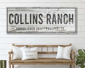 Last Name Sign, Ranch Sign, Farmhouse Sign, Custom Name Sign, Family Name Sign, Canvas Print, Farmhouse Decor