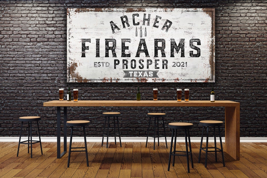 Personalized Sign, Guns and Ammo, Man Cave, Whiskey Bar, Gun Room ...