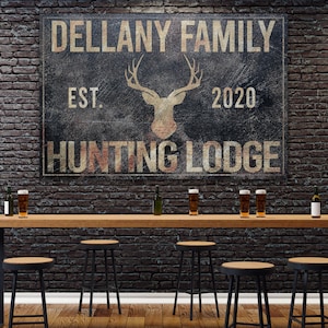 Deer Hunting Sign, Hunting Lodge, Farmhouse Sign, Custom Canvas Sign, Family Name Sign, Farmhouse Decor, Hunting Lodge, Man Cave