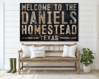 Personalized Homestead Sign, Custom Farmhouse Sign, Wedding Gift, Housewarming, Family Name Sign, Canvas Print, Farmhouse Decor