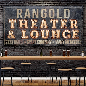 Last Name Sign, Cinema Sign, Theater Lounge Sign, Custom Name Canvas Sign, Family Name Sign, Canvas Print, Movie Room Sign, Media Room