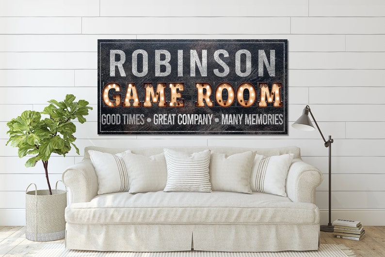 Custom Game Room Sign Arcade Sign Custom Name Sign Family Etsy