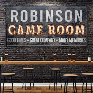 Custom Game Room Sign, Arcade Sign, Custom Name Sign, Family Name Sign, Canvas Print, Sports Decor, Media Room Sign, Poker Room