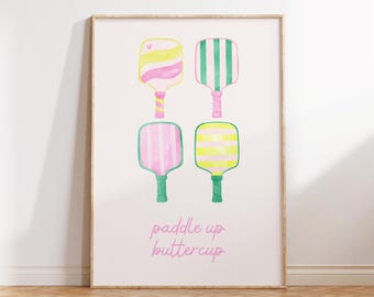 Colorful Pickleball Art Prints: Preppy Game Room Decor (Digital Download, Set of 2