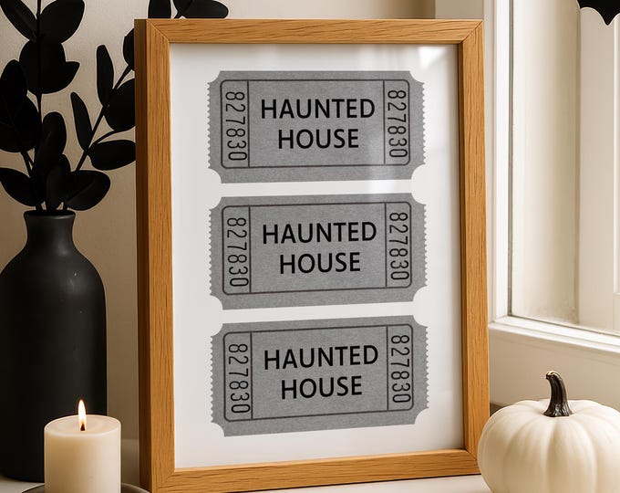 Vintage Halloween Ticket Print: Spooky Haunted House Decor (Digital Download