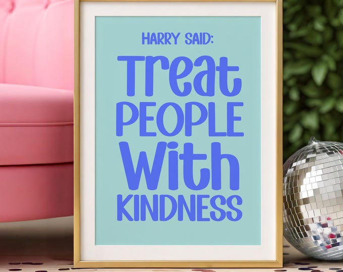 Kindness Quote Retro Print: Bold Typography, Inspiring Blue Wall Art (Digital Download)