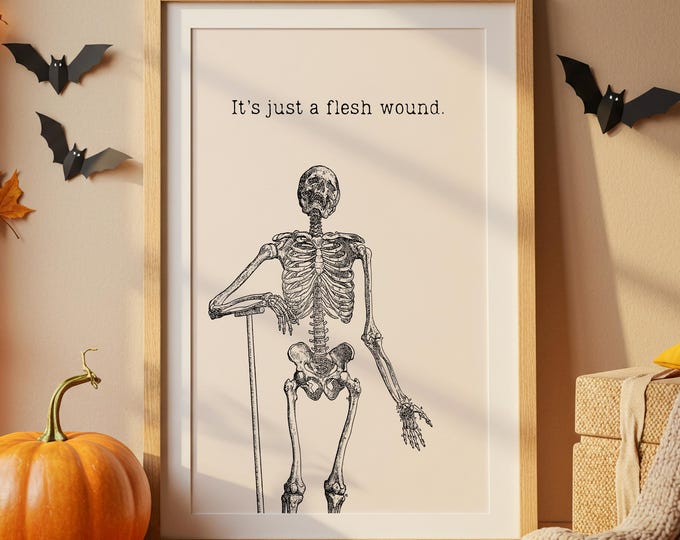 Monty Python Skeleton Print: Funny Halloween Wall Art (Digital Download