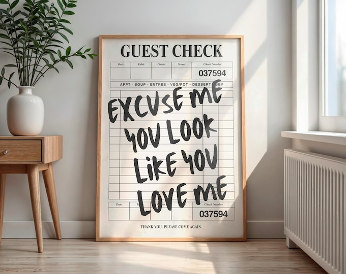 Country Song Lyric Print: Rustic Western Guest Check Art (Digital Download)